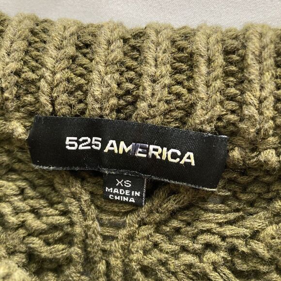 525 America Olive Green Cable Knit Cotton Sweater Size XS Elevated Basics Layers - Picture 3 of 11